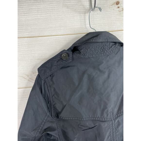 Banana Republic Rain Coat Womens S Black Polyurethane Coated Trench Belted 90s - Picture 14 of 14